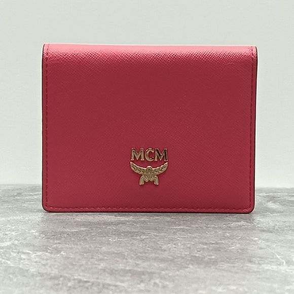 MCM Handbags - MCM Hot Pink Orange Leather Dual Color Snap Bifold Compact Wallet